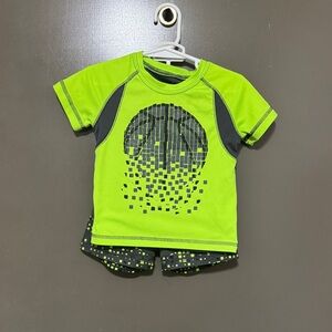 Energy Zone Neon Green and Dark Gray Kids Rashguard Set